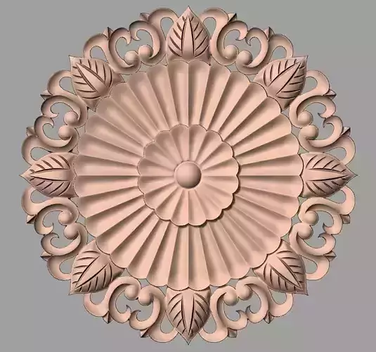 Round flower 3D STL model used for CNC router E020