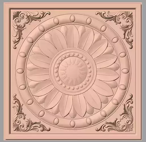 Square flower 3D STL model used for CNC router E023