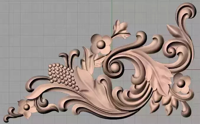 Decorative angle  flower 3D STL model used for CNC router E030