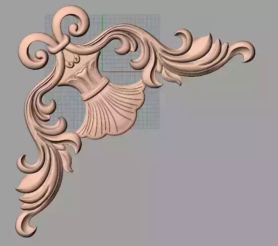 Decorative angle flower 3D STL model used for CNC router E031