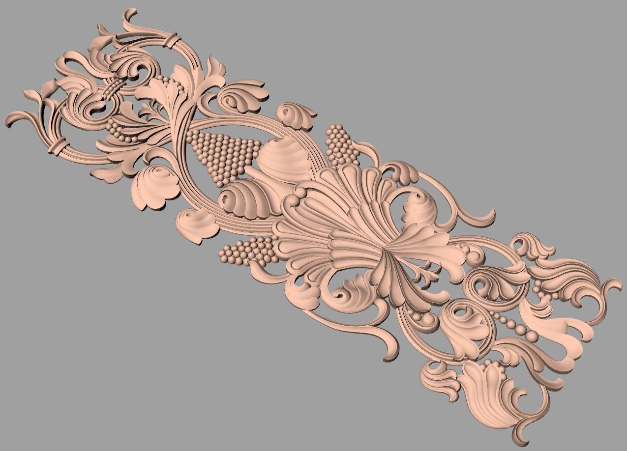 Decoration panel 3D relief STL model used for CNC router E035 3D model_1