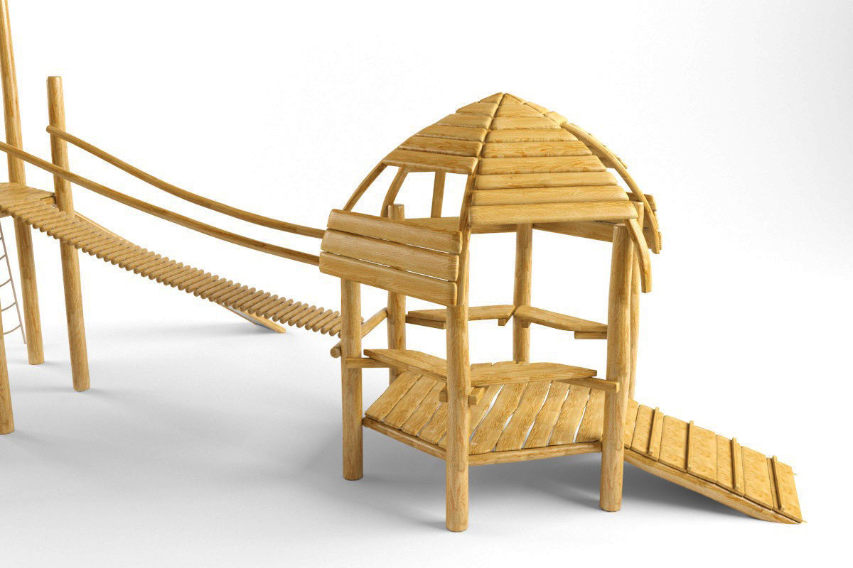 Wooden playground 3D model_1