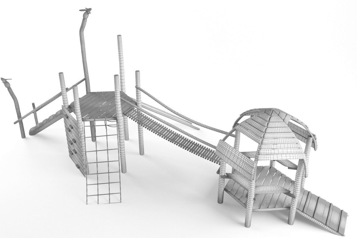 Wooden playground 3D model_4