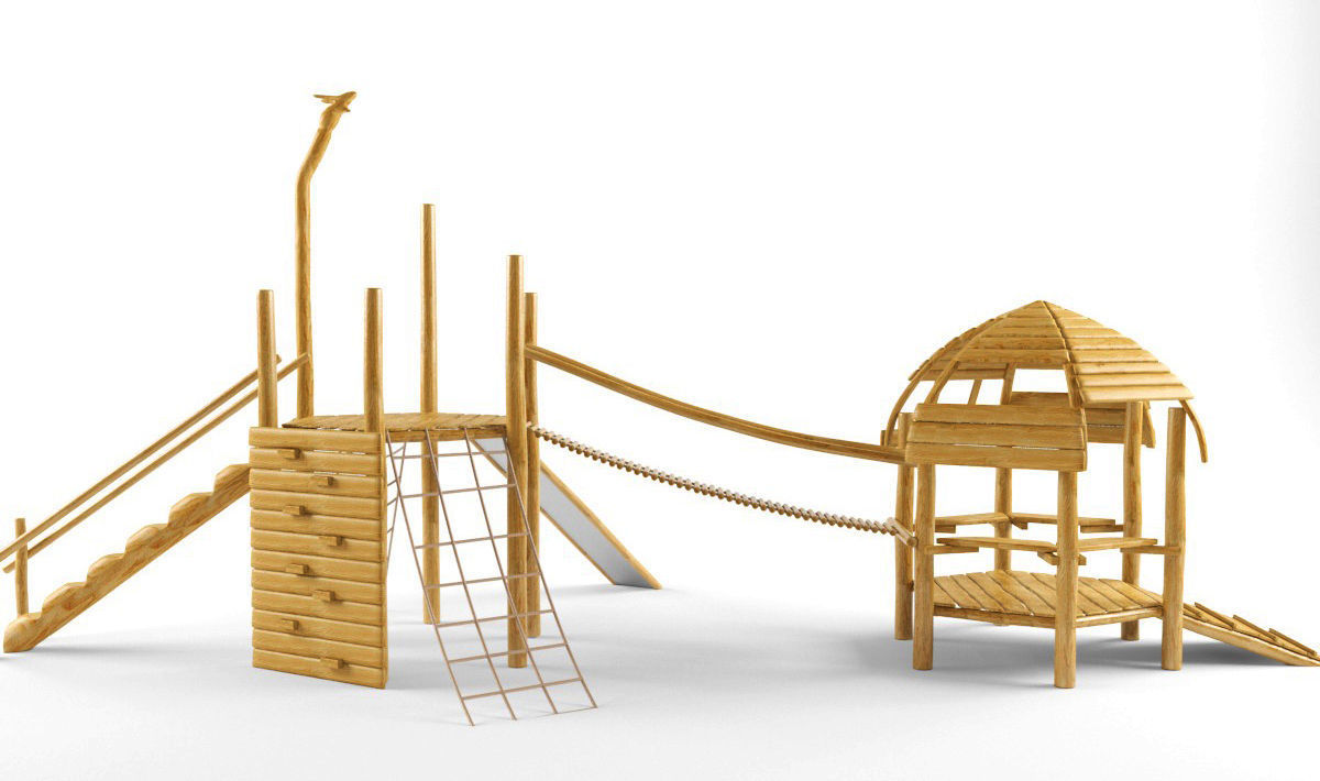 Wooden playground 3D model_2