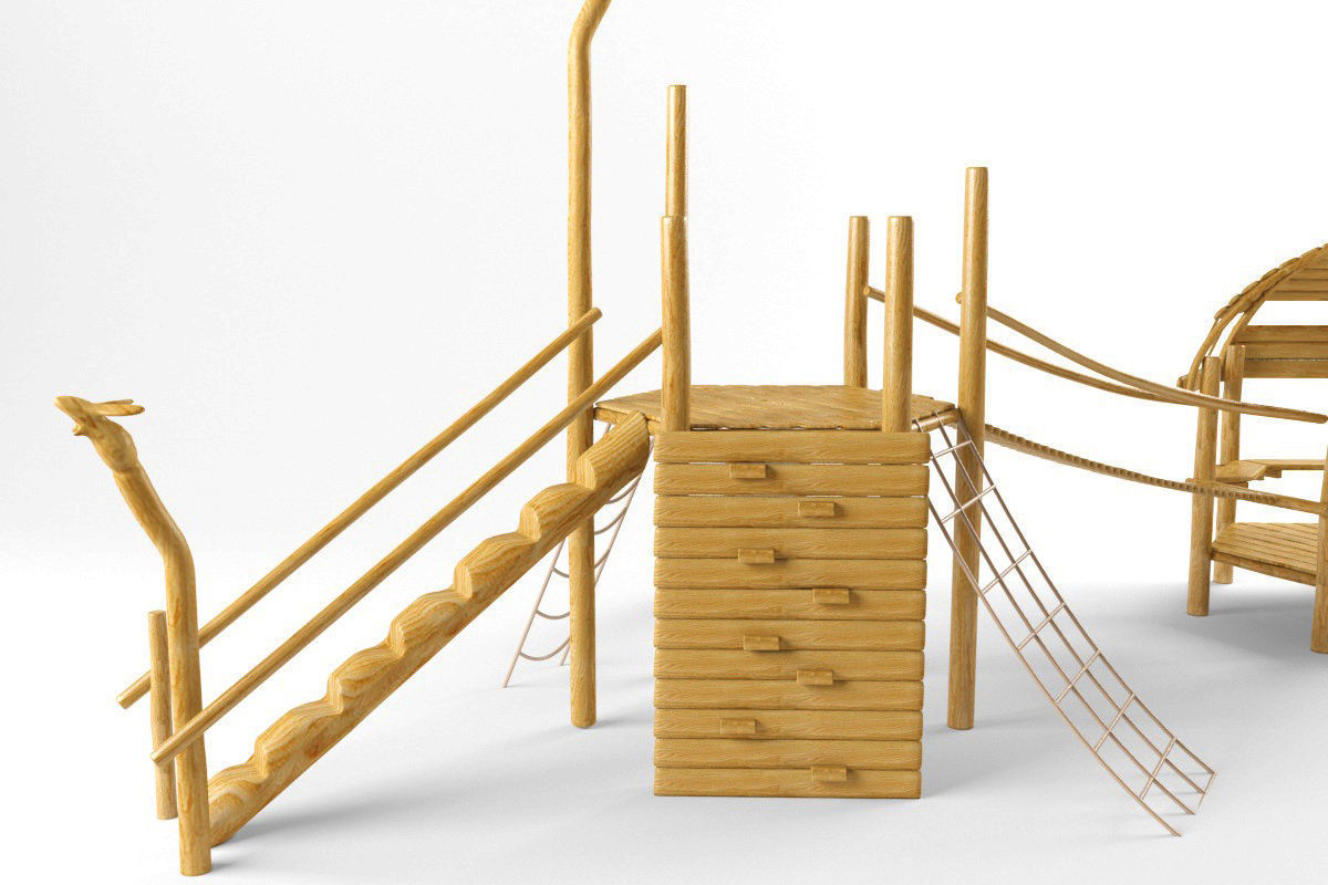 Wooden playground 3D model_3