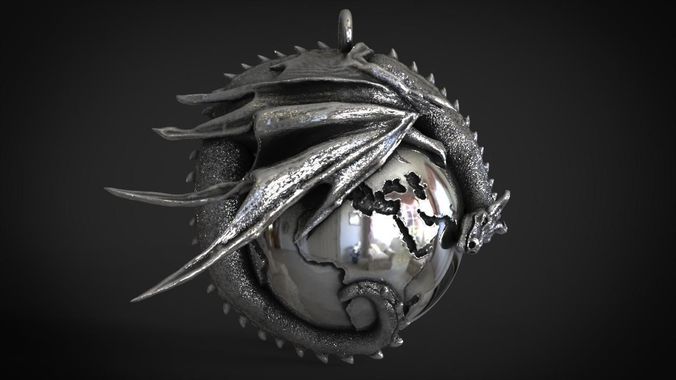 Dragon with earth Pendant 3D print model