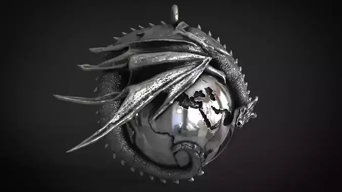 Dragon with earth Pendant 3D print model