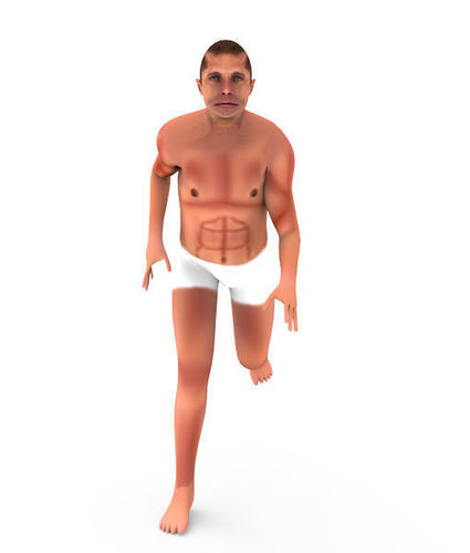 3D Man in underwear running Low-poly 3D model