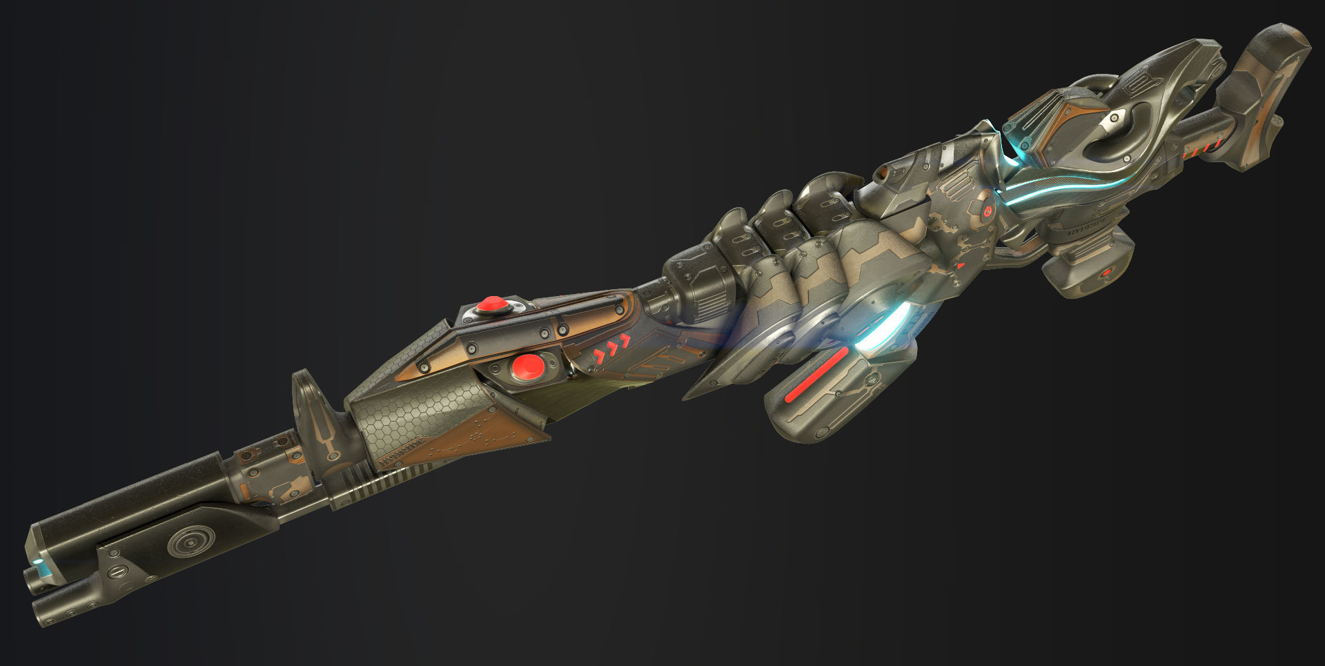 sci fi Weapon - Cyberpunk Low-poly 3D model_5