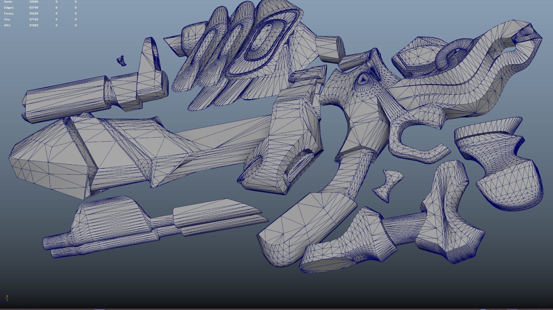 sci fi Weapon - Cyberpunk Low-poly 3D model_16