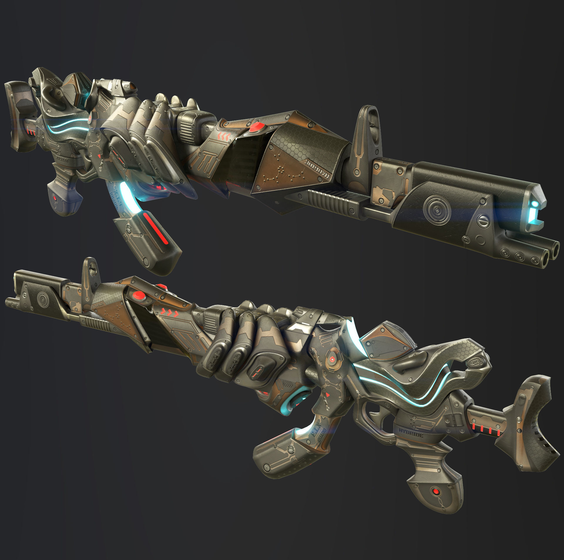 sci fi Weapon - Cyberpunk Low-poly 3D model_2