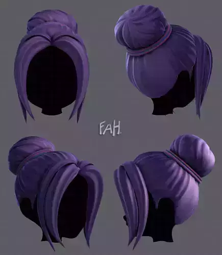 3D Hair style for girl V08 Low-poly 3D model