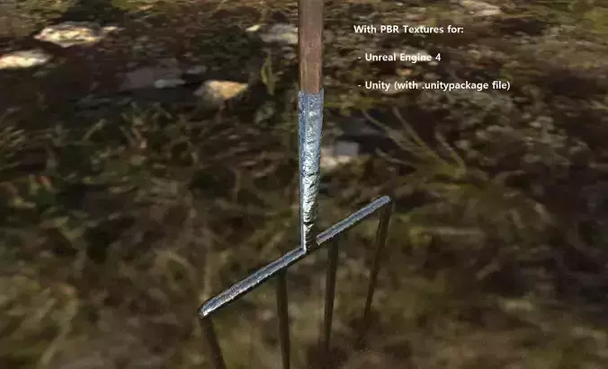 pitchfork LowestPoly gameready Unity PBR Low-poly 3D model