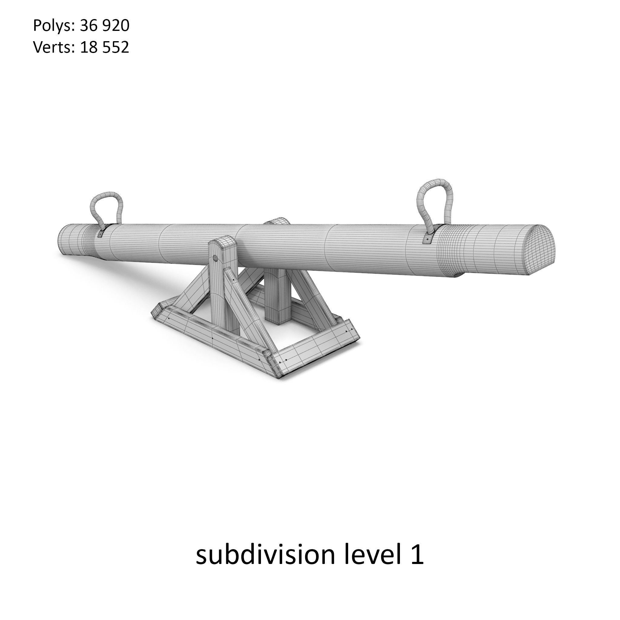 Teeterboard wooden cannon 3D model_4