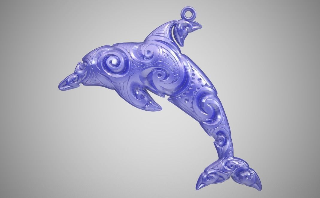Dolphin Necklace 3D print model_4