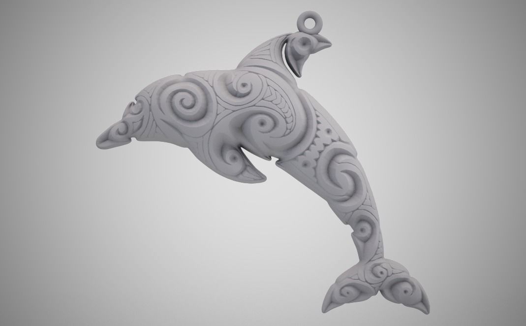 Dolphin Necklace 3D print model_3