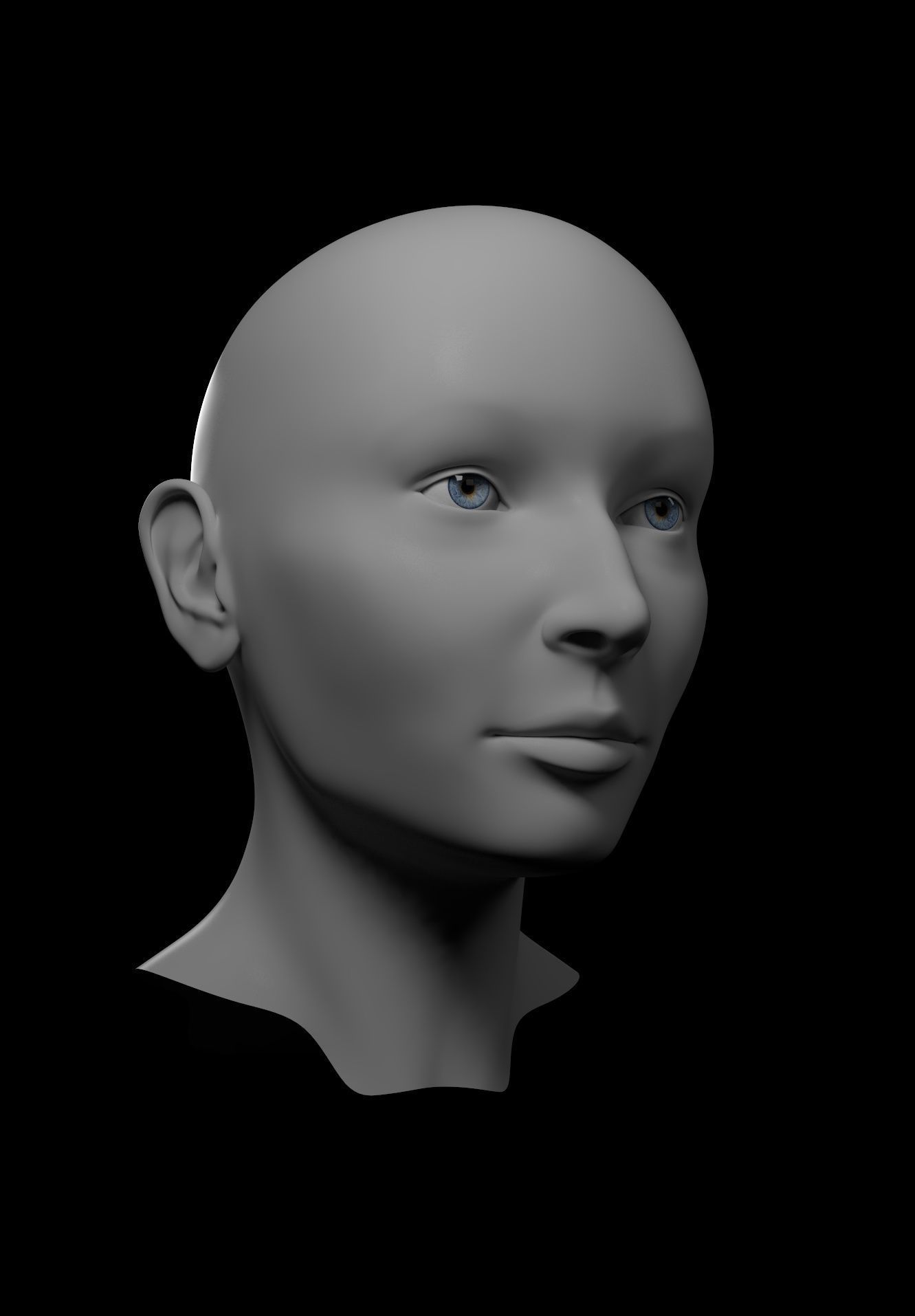 HQ Female Head Basemesh 3D model_2