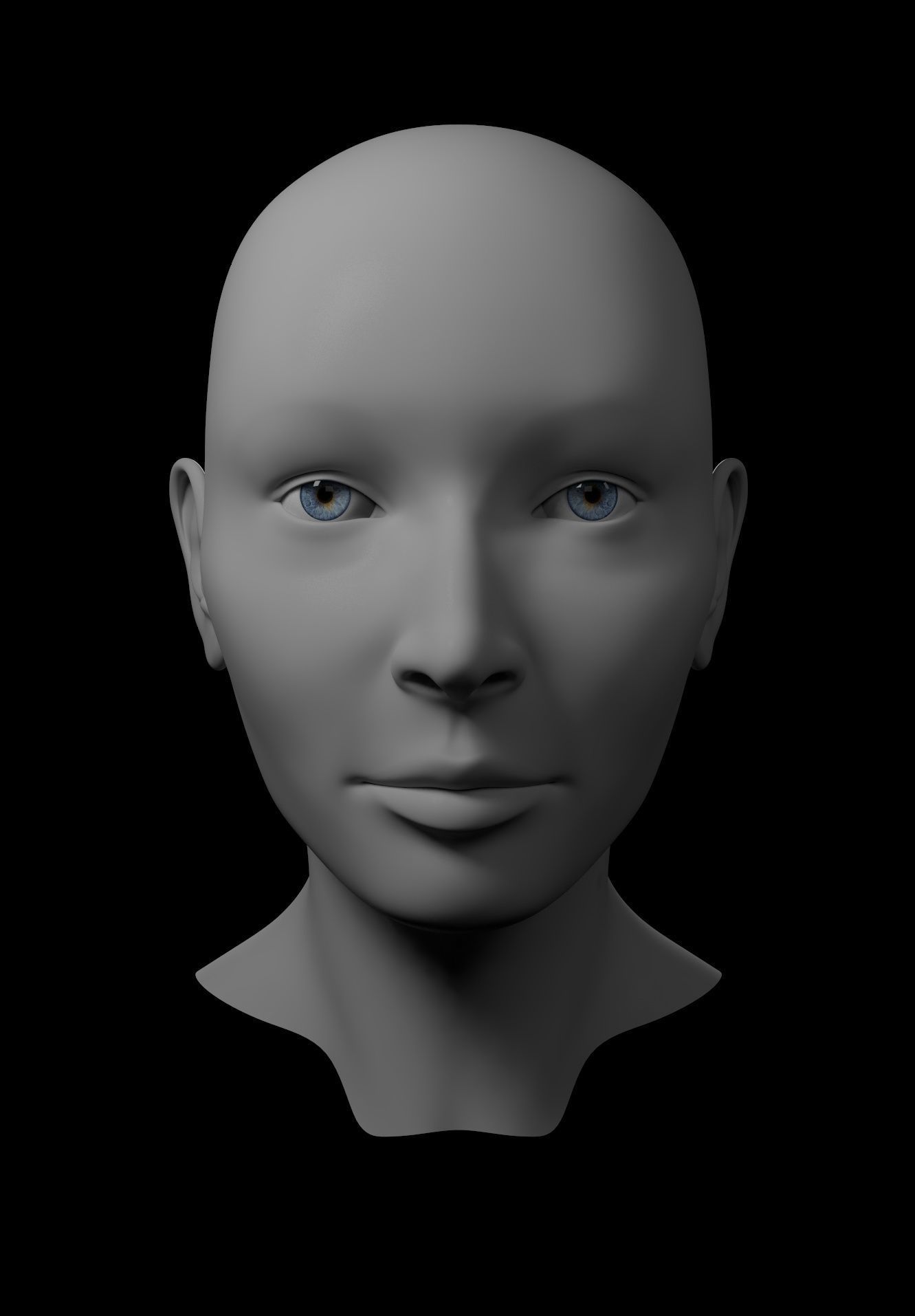 HQ Female Head Basemesh 3D model_3