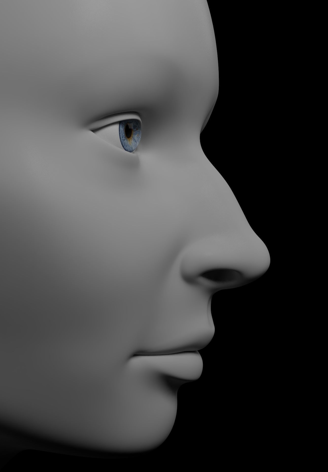 HQ Female Head Basemesh 3D model_4
