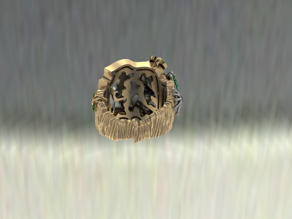 Gevorgian Tree frog jewel ring 3D print model_8