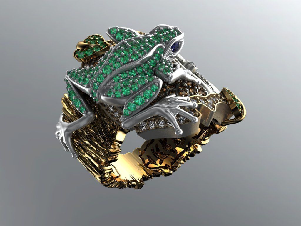 Gevorgian Tree frog jewel ring 3D print model_1