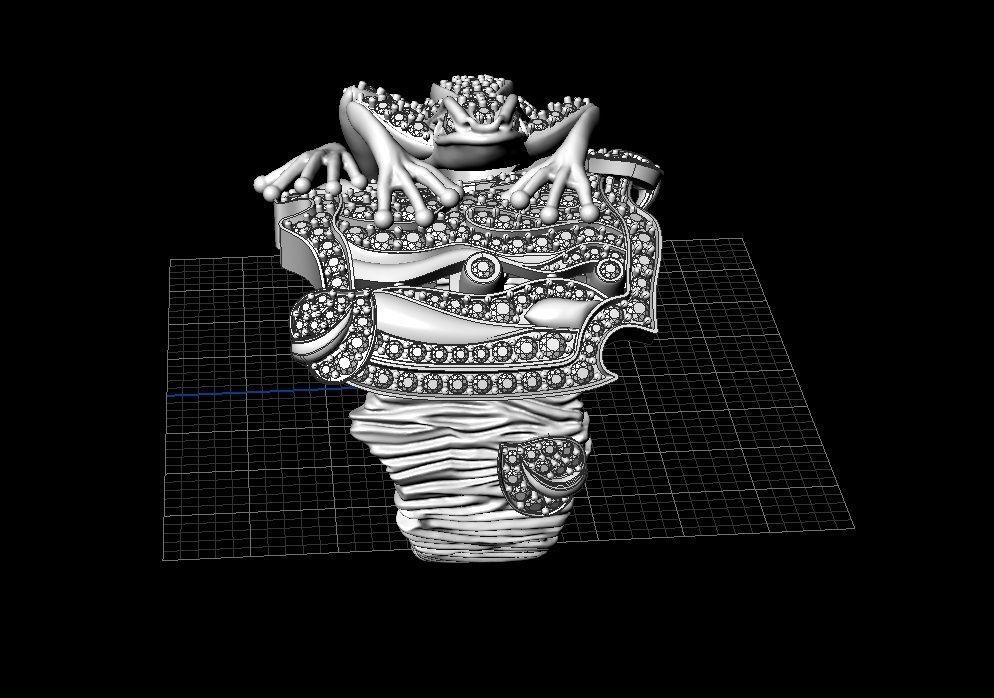 Gevorgian Tree frog jewel ring 3D print model_12
