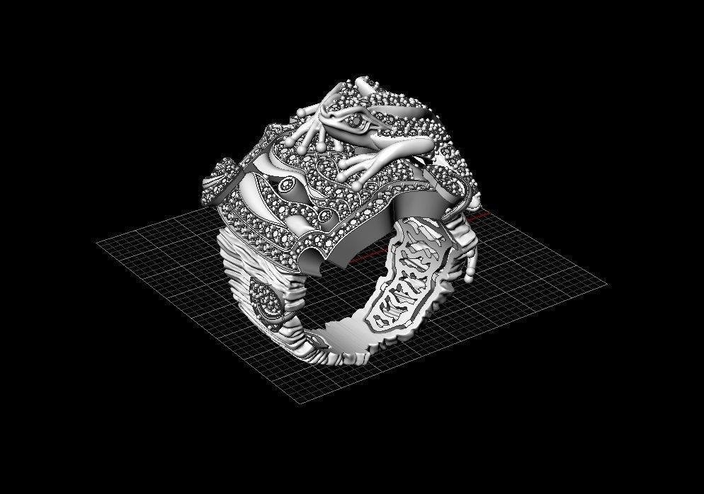 Gevorgian Tree frog jewel ring 3D print model_13