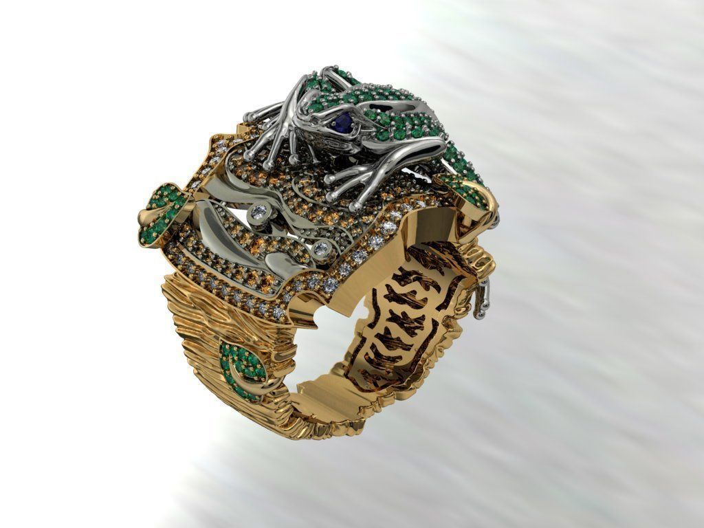 Gevorgian Tree frog jewel ring 3D print model_5