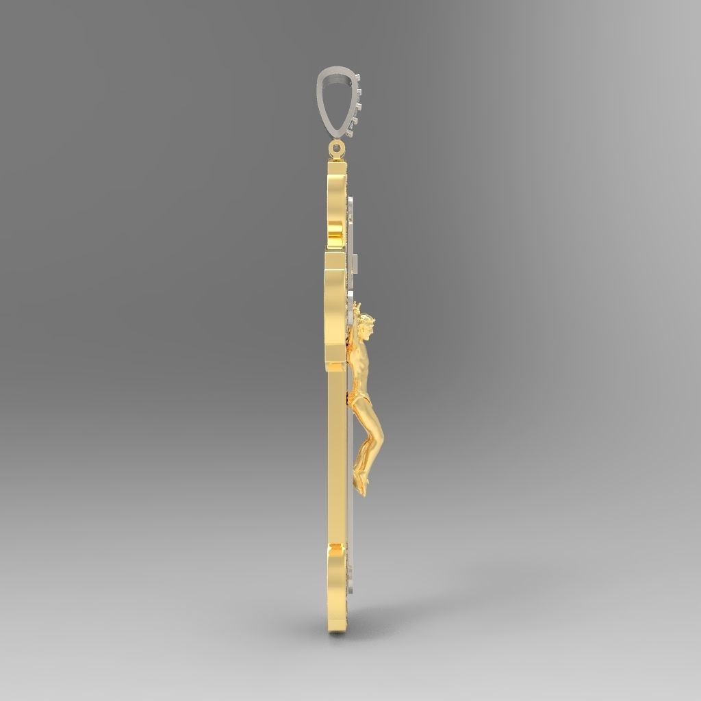cross gold pendant with diamonds 3D print model_5
