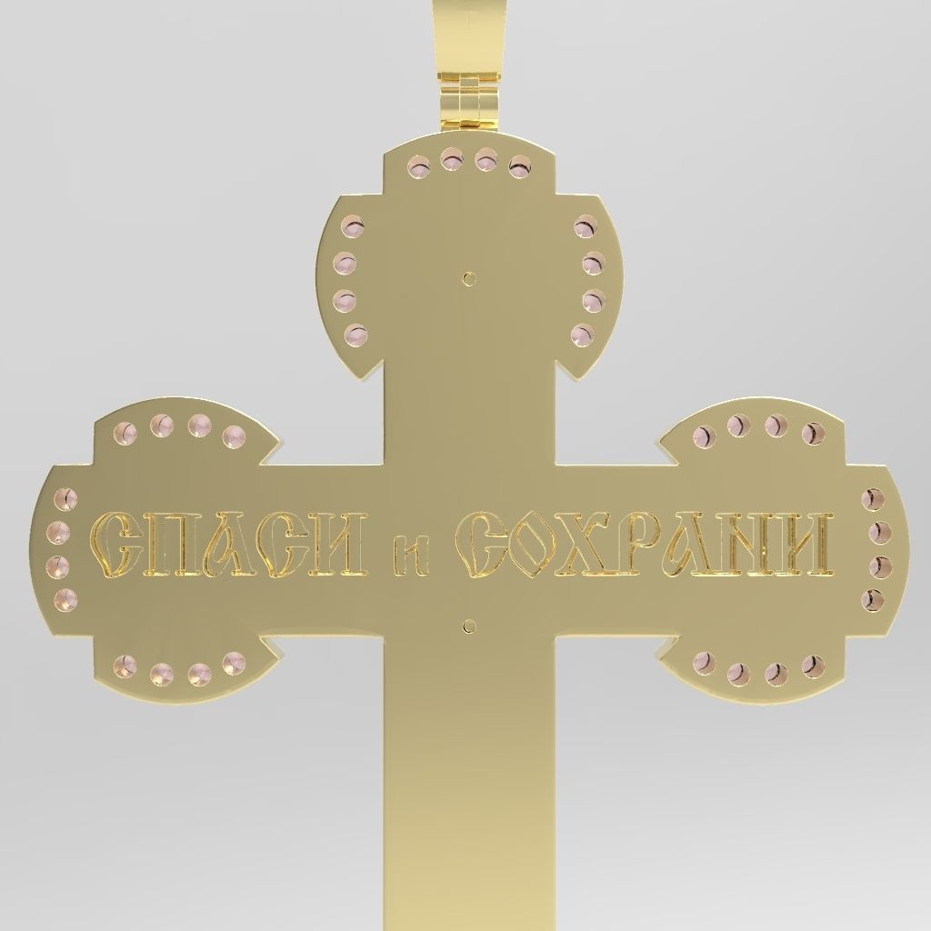 cross gold pendant with diamonds 3D print model_10