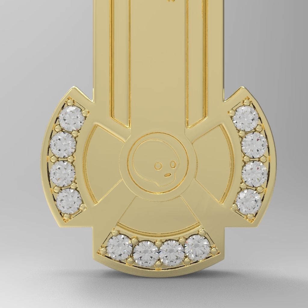 cross gold pendant with diamonds 3D print model_13
