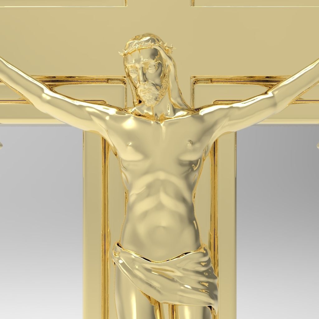 cross gold pendant with diamonds 3D print model_15