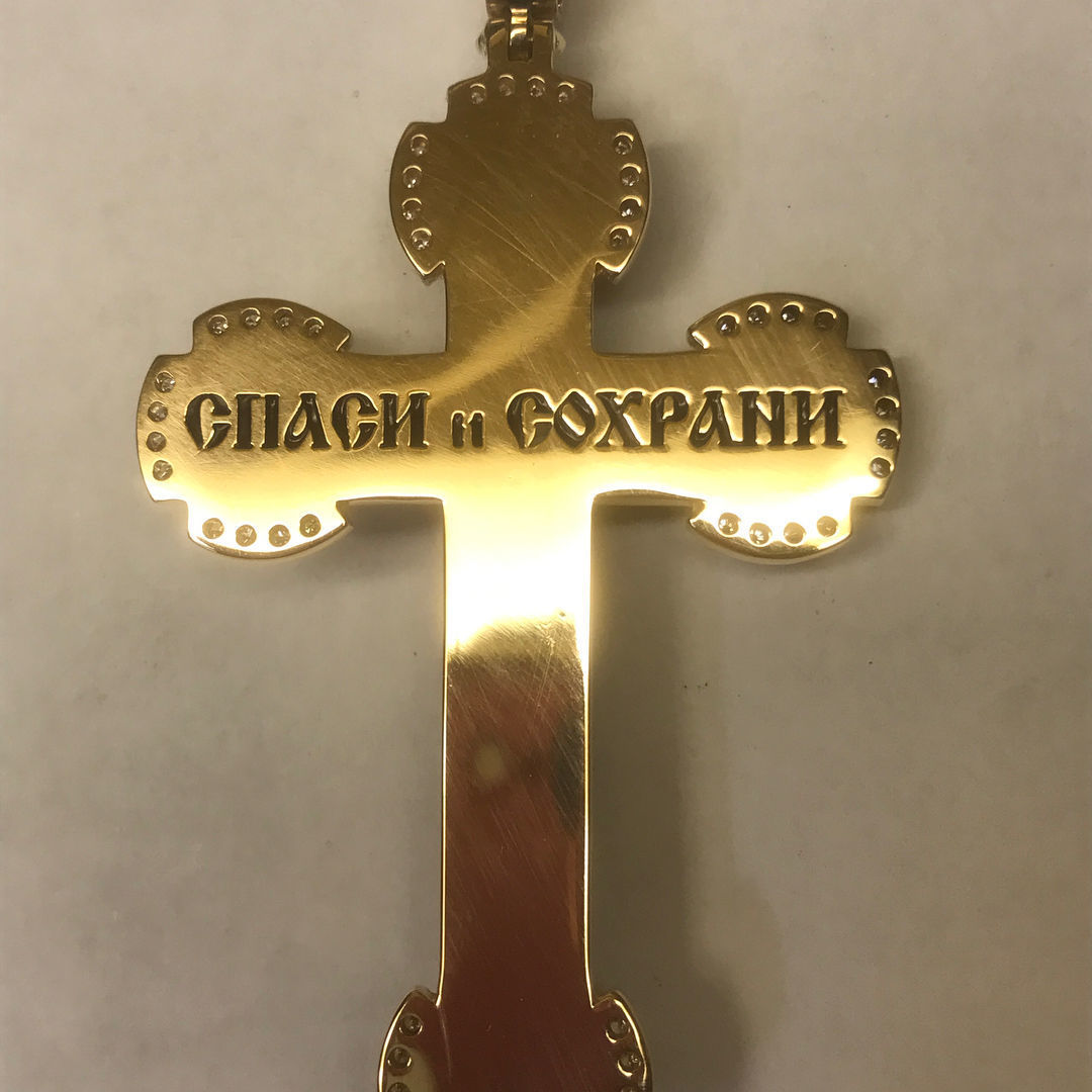 cross gold pendant with diamonds 3D print model_3