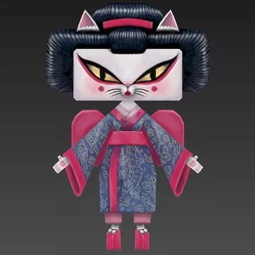 Cat Geisha Low-poly 3D model_0