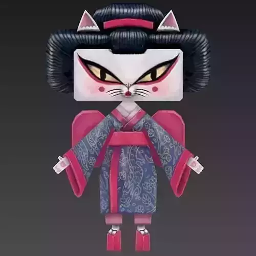 Cat Geisha Low-poly 3D model
