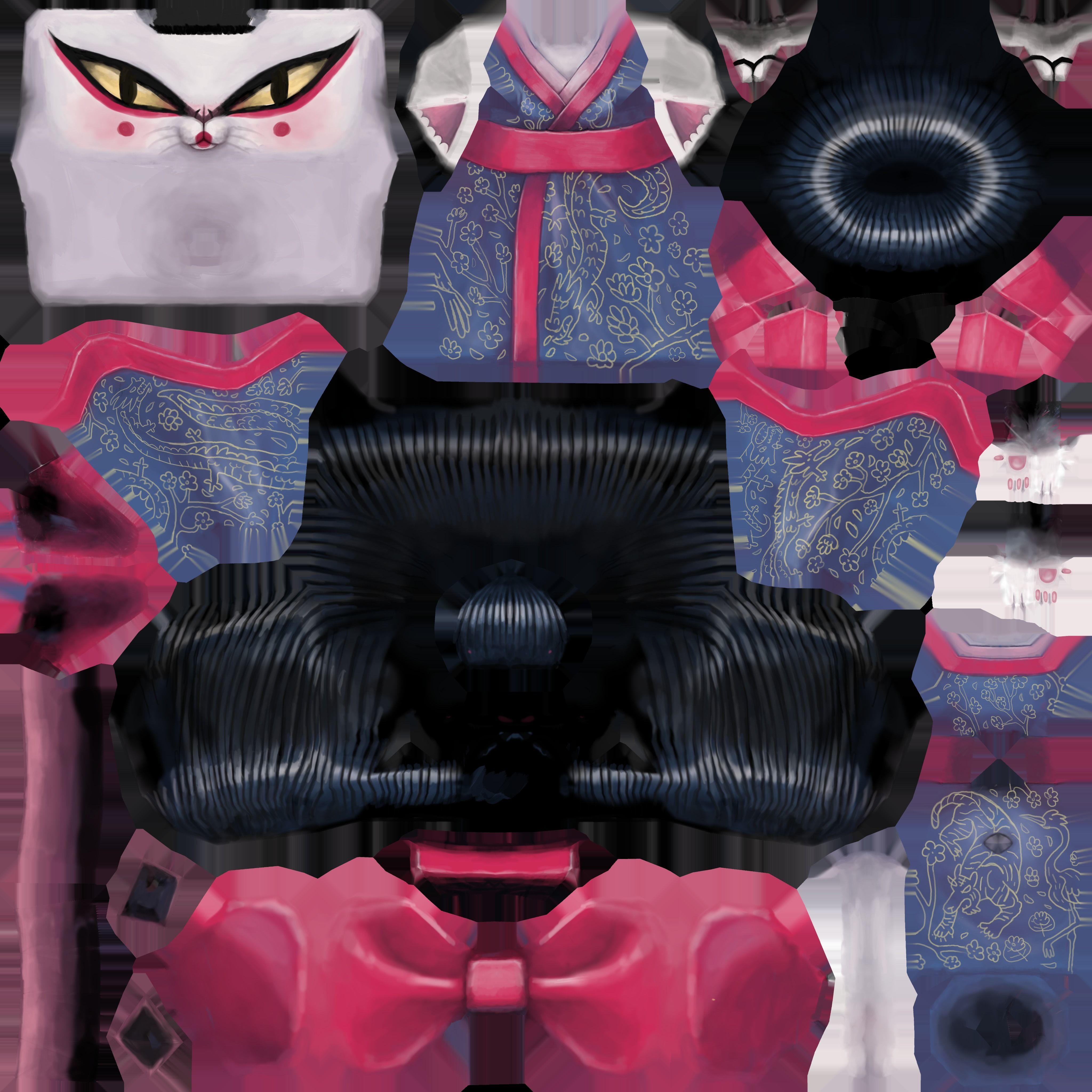 Cat Geisha Low-poly 3D model_4