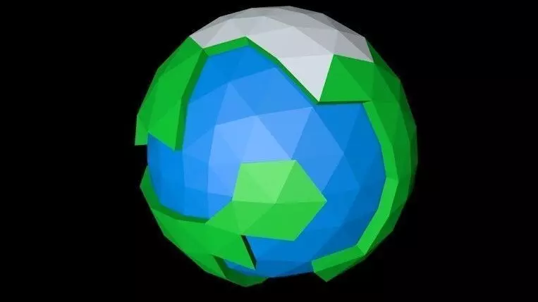 Low-Poly Earth polygonal sphere in minecraft Free low-poly 3D model_0