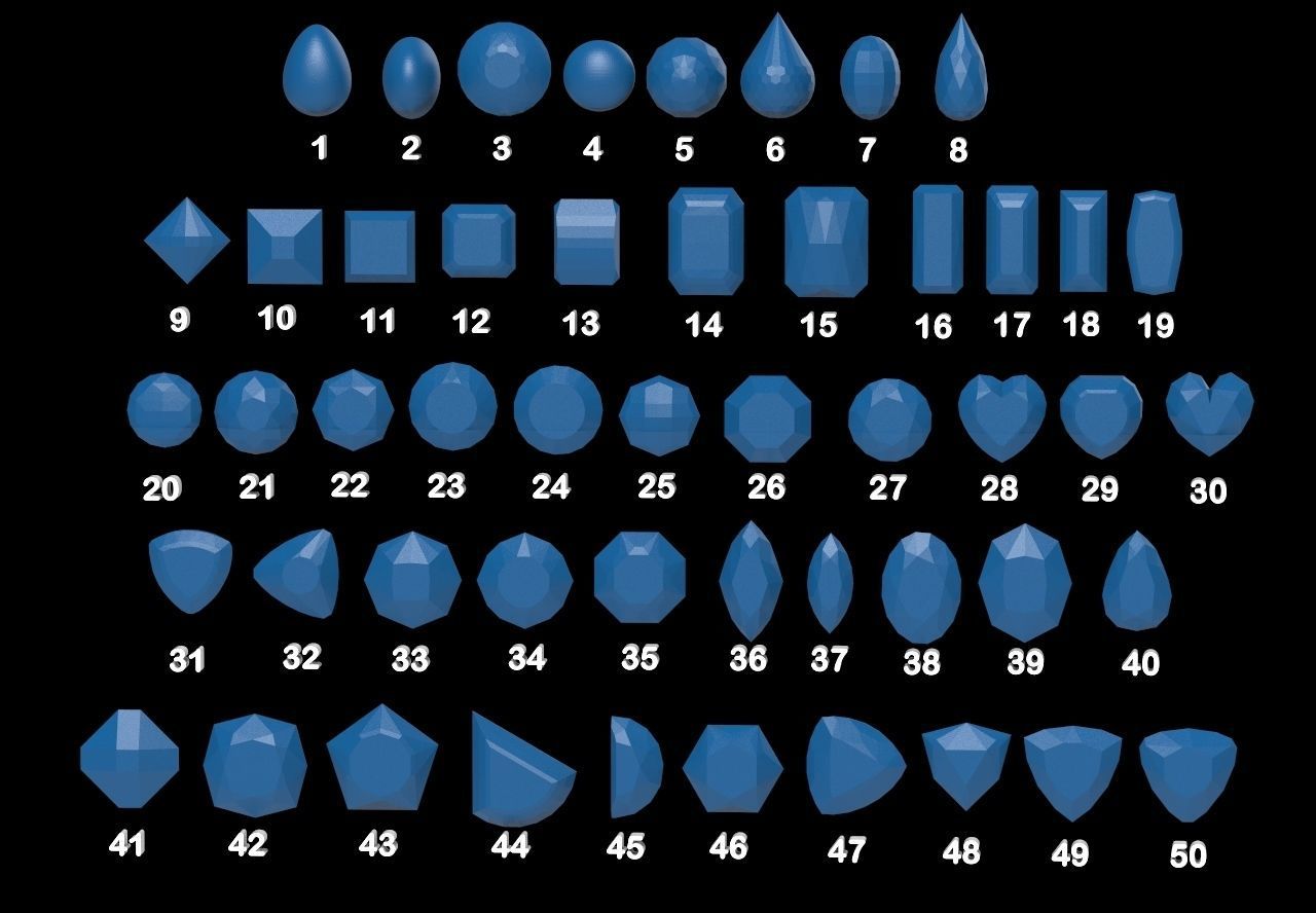 50 Gemstones Collection for jewelry 3D model_4
