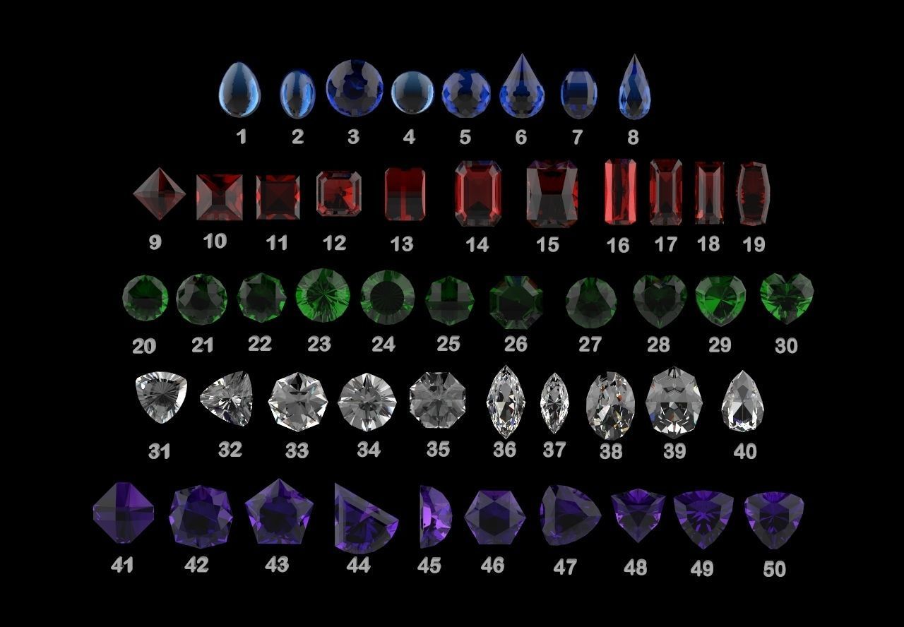 50 Gemstones Collection for jewelry 3D model_3
