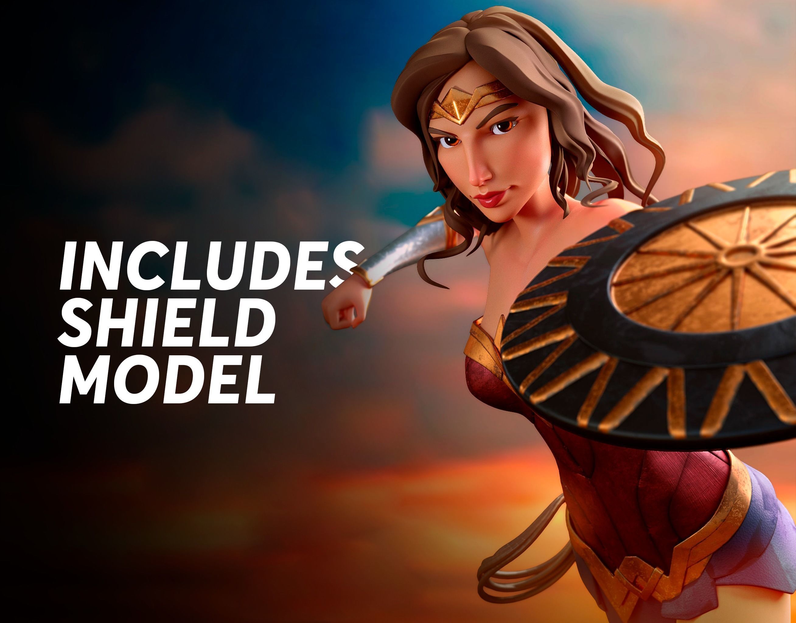 Wonder Woman cartoon model 3D model_4
