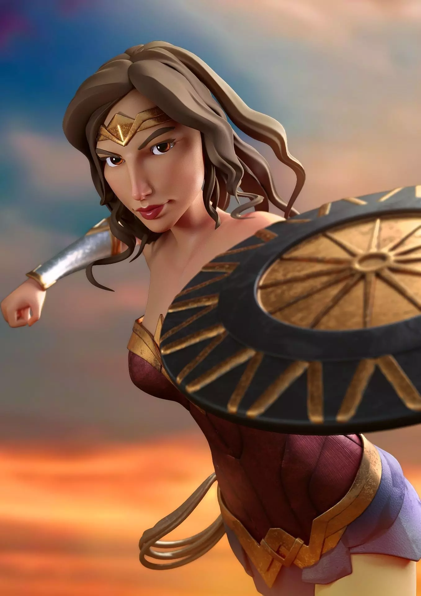 Wonder Woman cartoon model 3D model_0