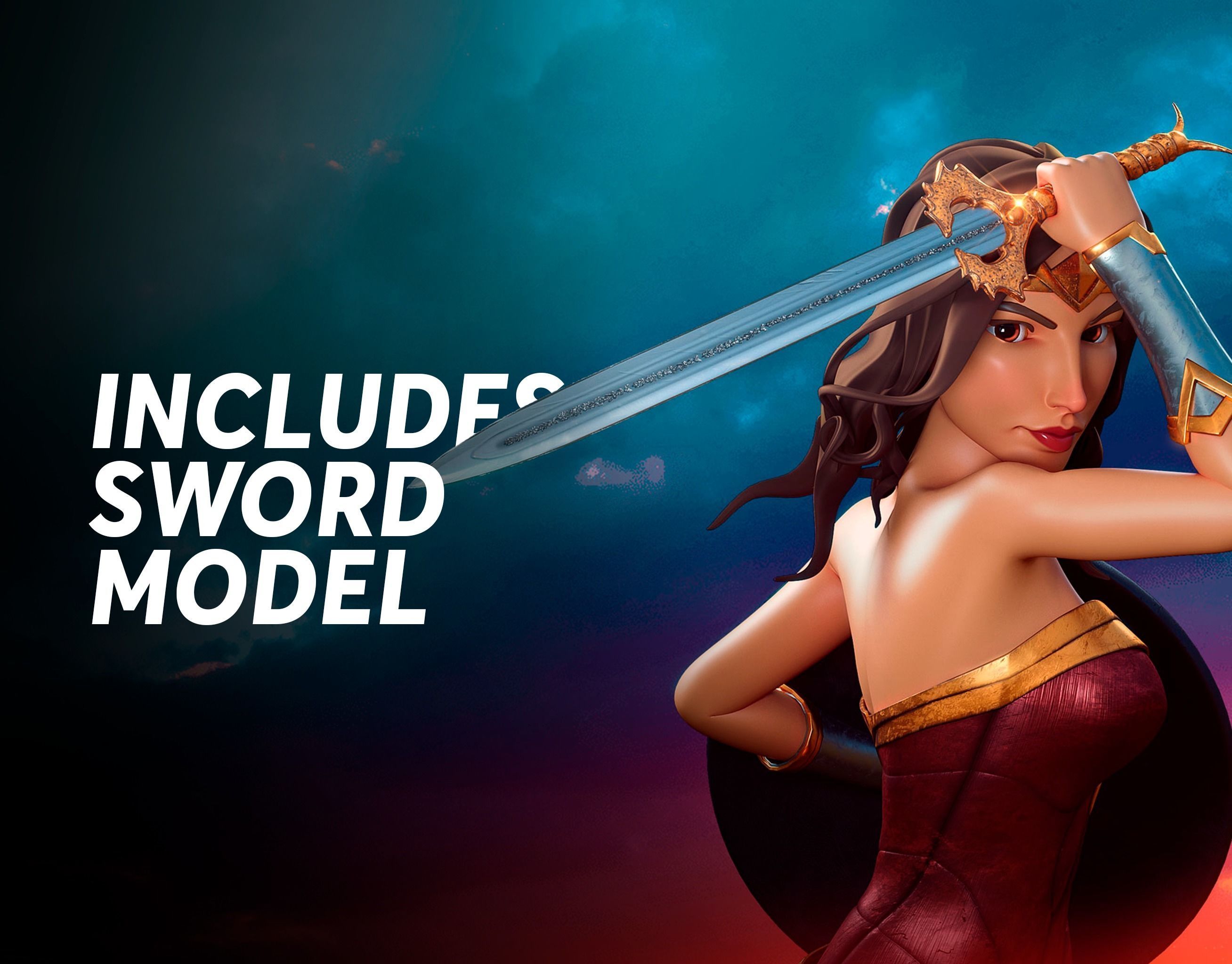 Wonder Woman cartoon model 3D model_5