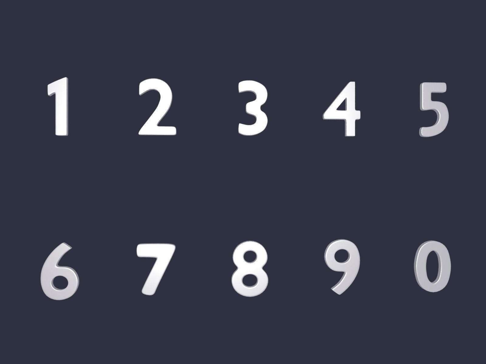 Numbers Low-poly 3D model_2