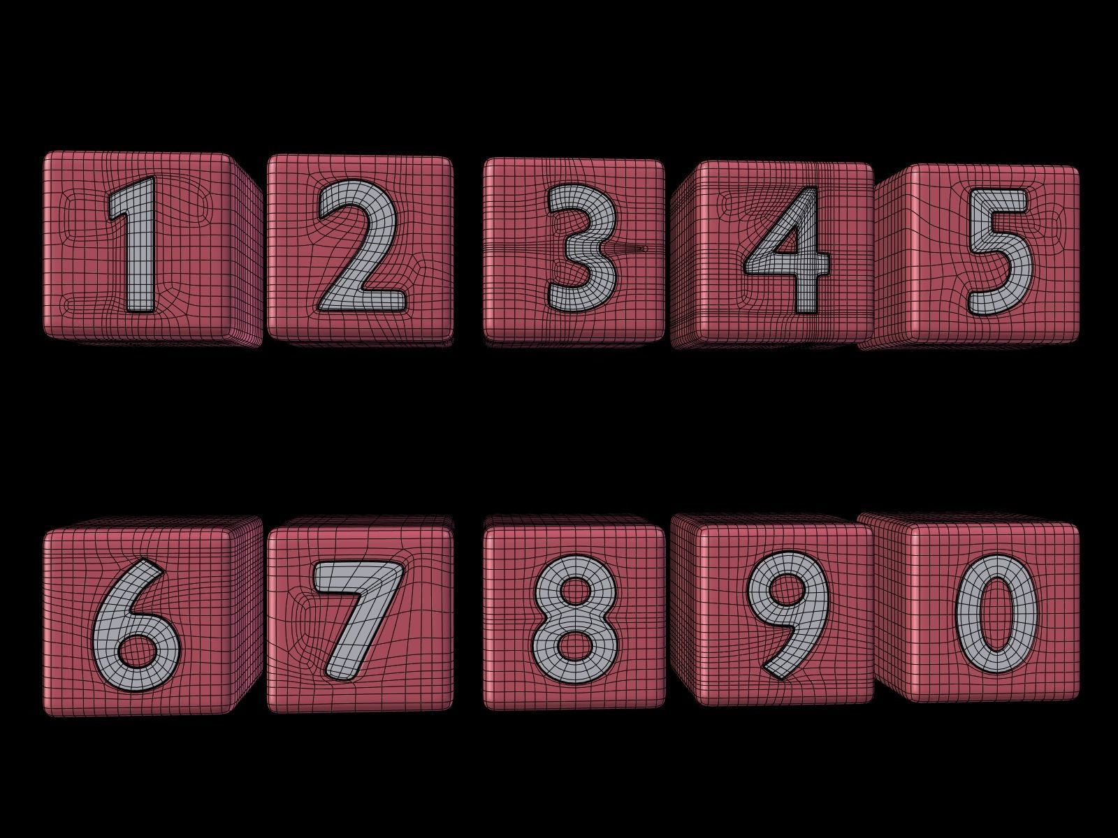 Numbers Low-poly 3D model_5