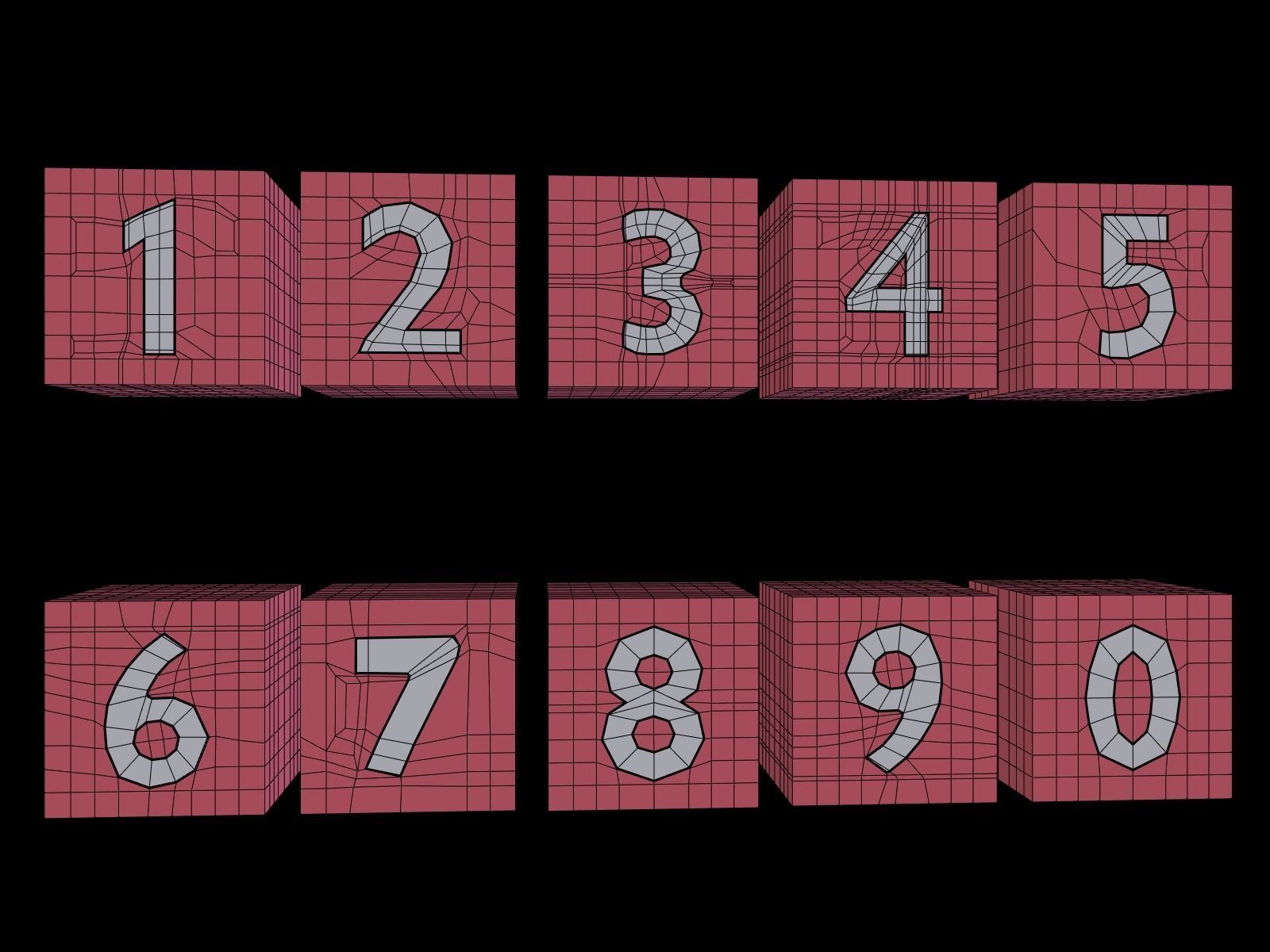 Numbers Low-poly 3D model_3