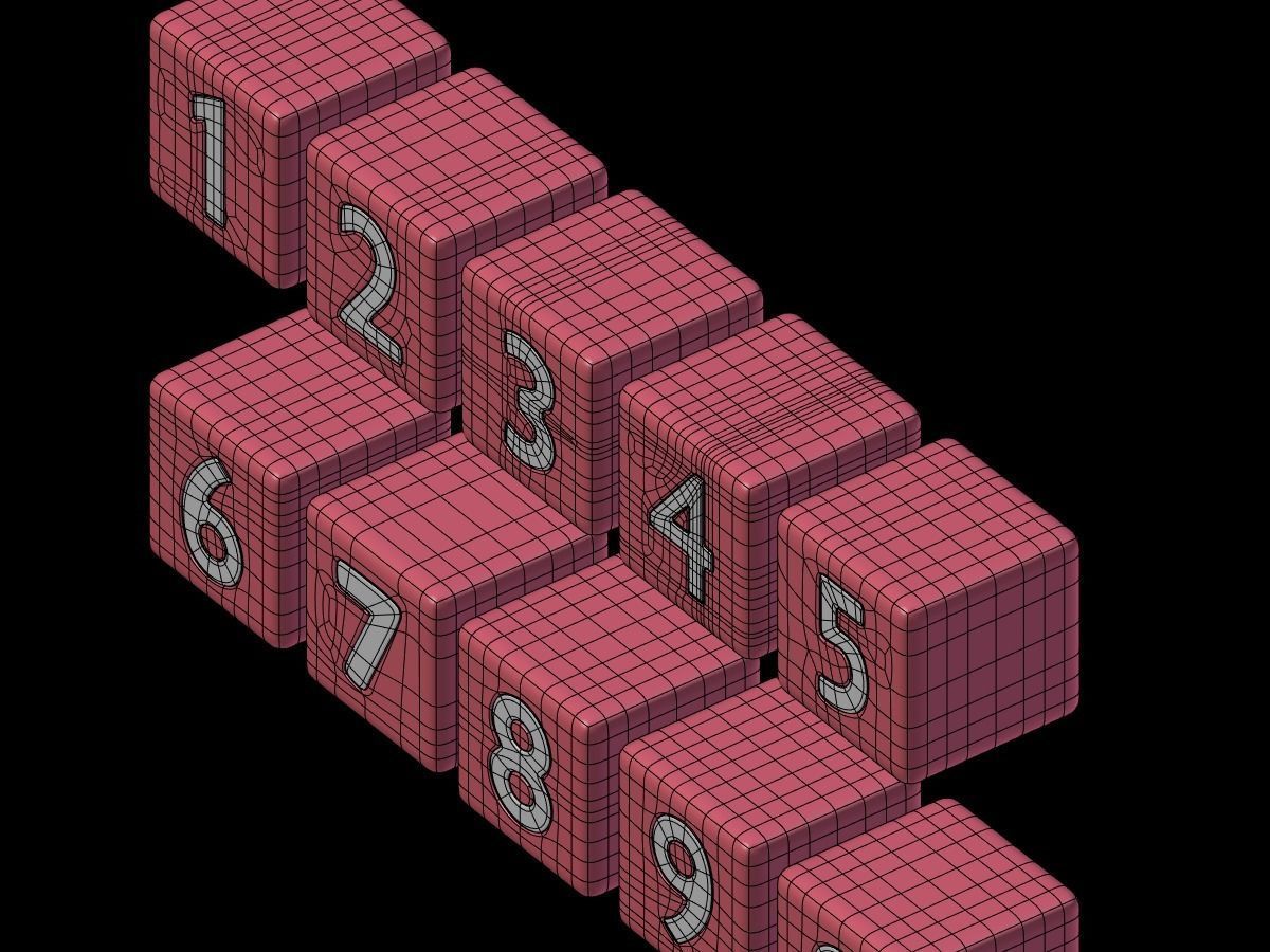 Numbers Low-poly 3D model_8