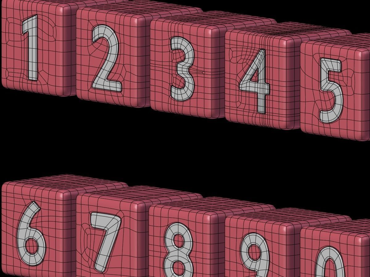 Numbers Low-poly 3D model_9
