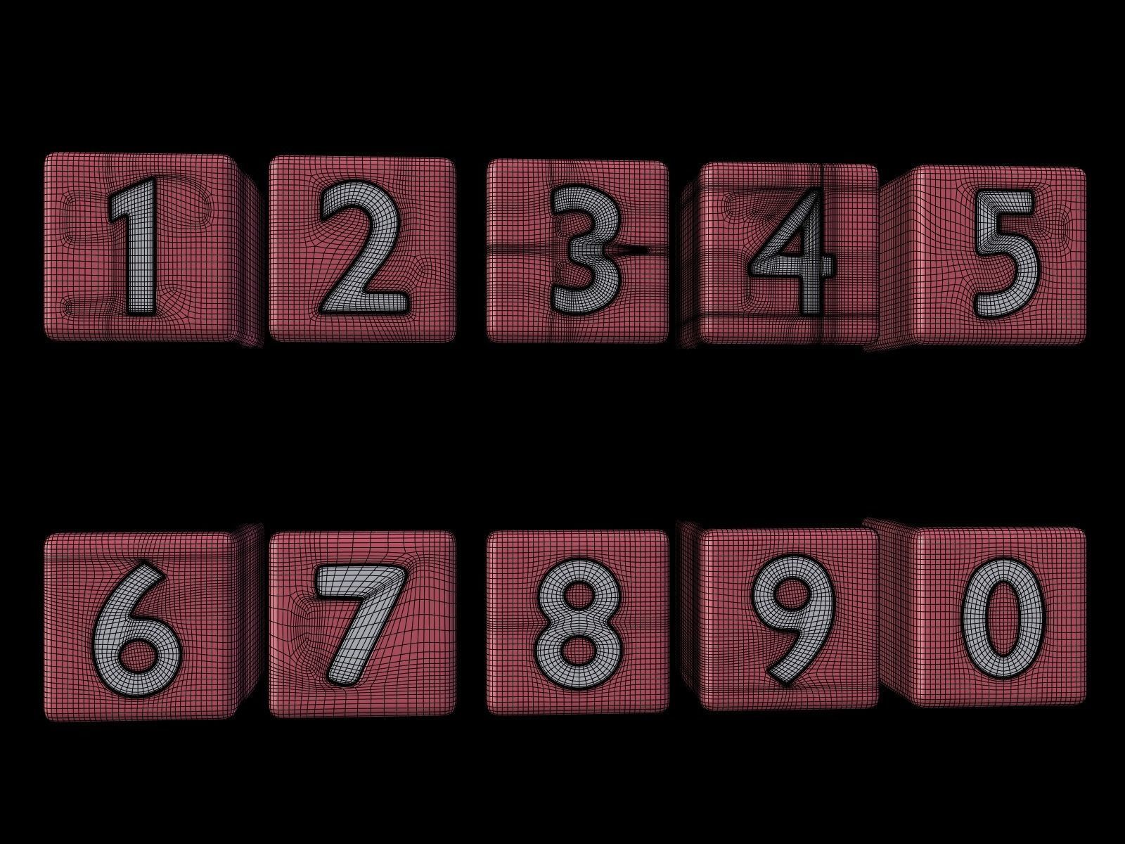 Numbers Low-poly 3D model_6