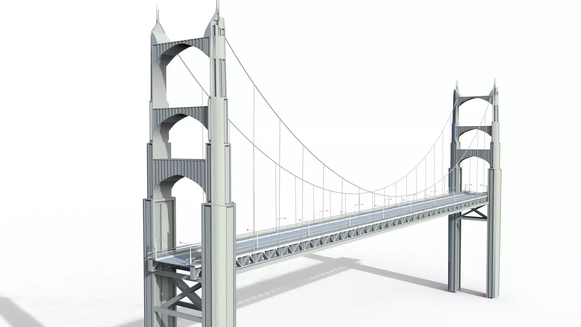 3d brige and street light modeling Low-poly 3D model_0
