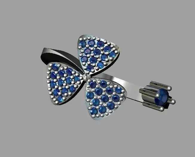 Clover Diamond Ring 3D print model_0